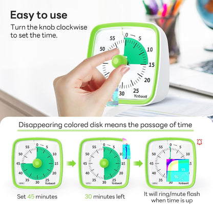 Yunbaoit Visual Timer with Night Light, 60 Minute Countdown, Light Blue