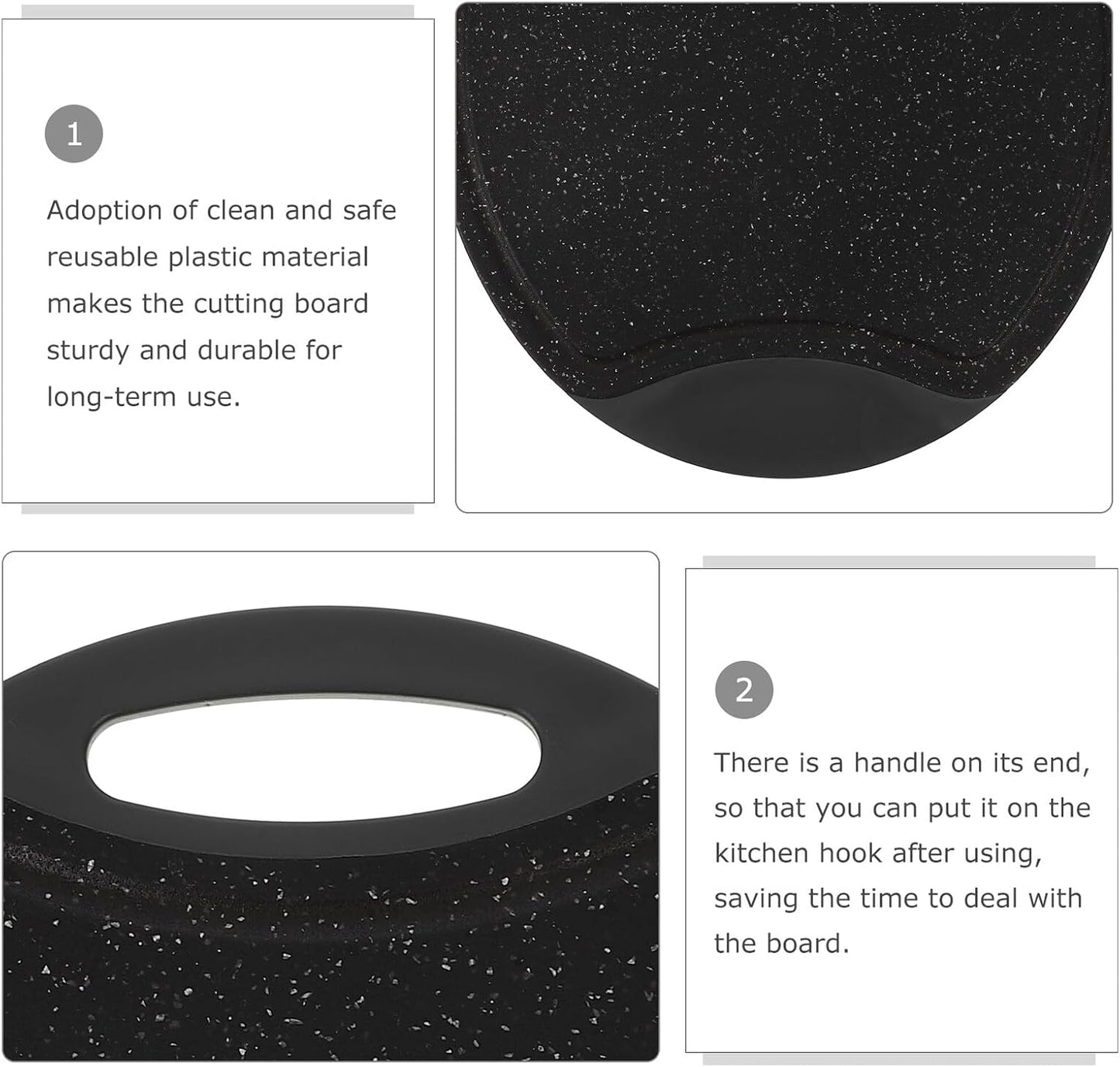 Angoily Non-slip Oval Cutting Board Portable Kitchen Mat with Handle Household Chopping Board for Meat and Fruit Use Handy Cutting Surface for Cooking and Food Prep