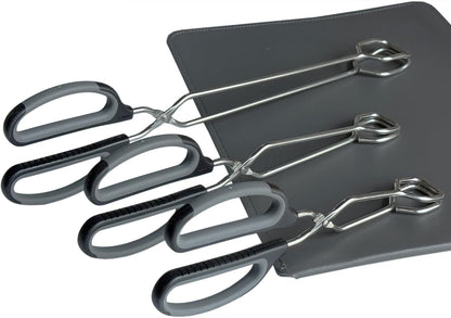 HINMAY Stainless Steel Scissor Tongs Cooking Tongs Set, Set of 3 (Black Handle, 10" 12" 16")