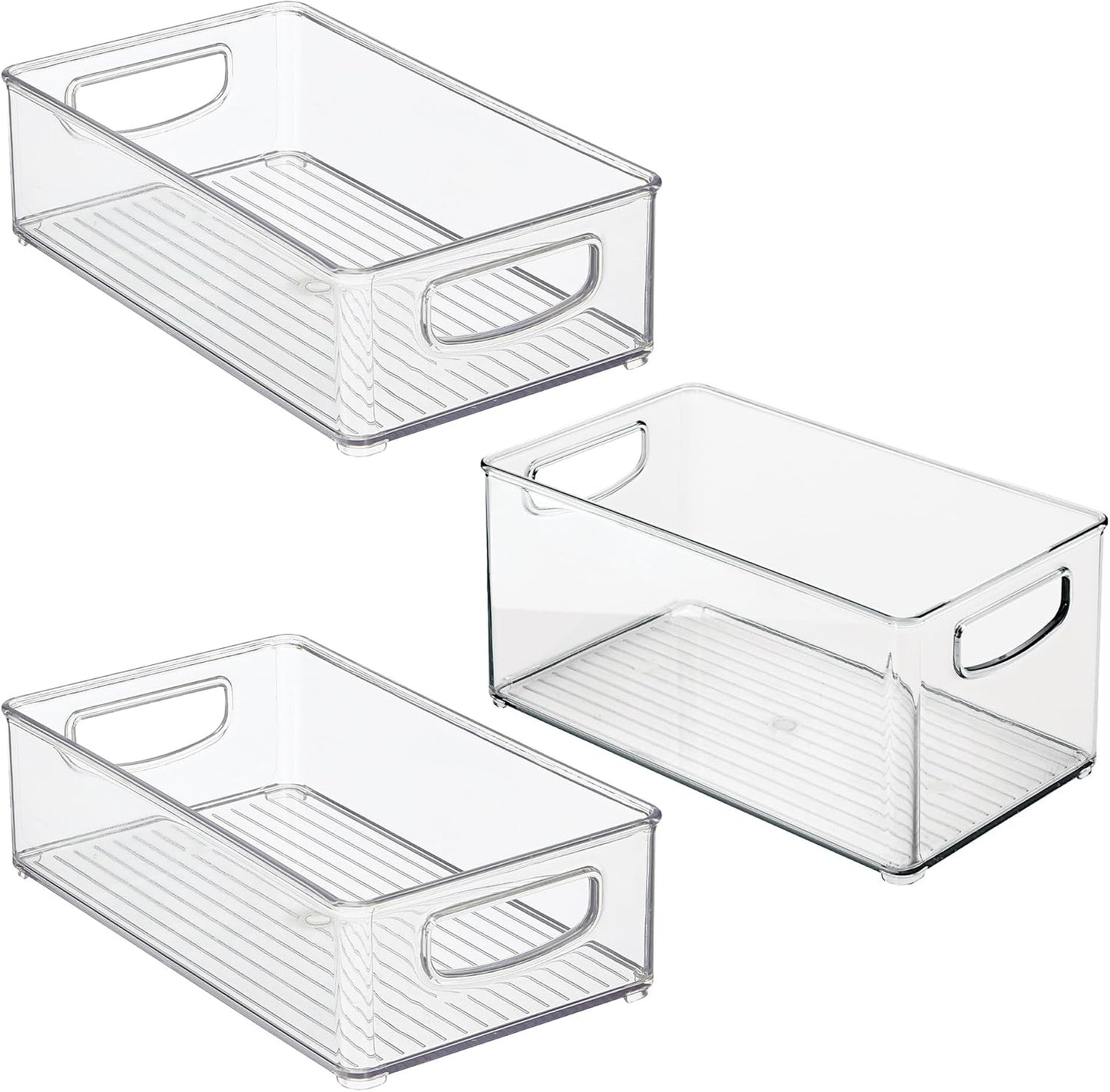iDesign Stackable Pantry Bins with Handles, 4 Small and 4 Medium Bins, 8 Pack, Clear, Made in USA