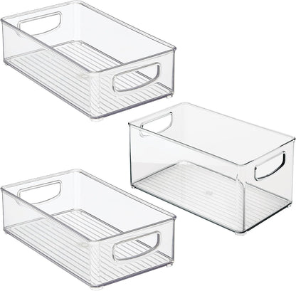 iDesign Stackable Pantry Bins with Handles, 4 Small and 4 Medium Bins, 8 Pack, Clear, Made in USA