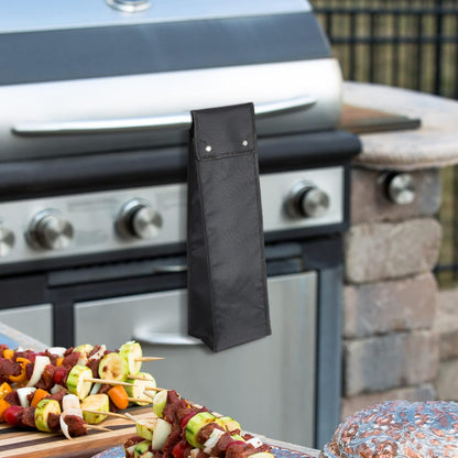 Amylove 1 pcs Grill Utensil Storage Bag BBQ Tool Storage Bags Barbecue Hardware Tool BBQ Utensil Holder Pouch Oxford Cloth Accessory Foldable for Camping Hiking (Black)