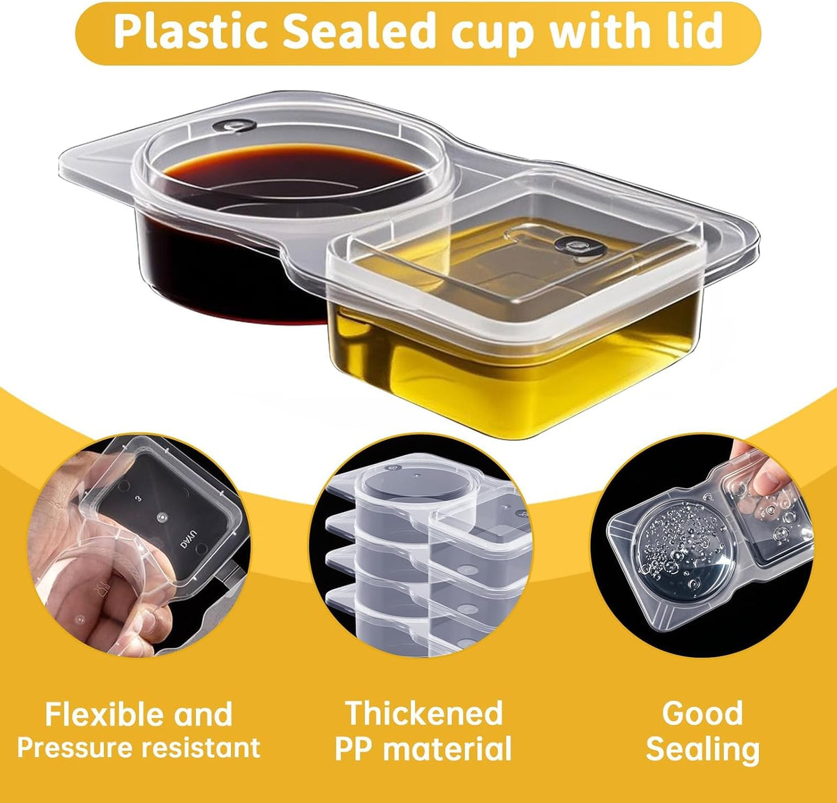 20 Pack Reusable Snack Containers with Lids, Double Compartment Snack Containers for kids & Adults -2 Compartment Condiment Containers, Dishwasher & Microwave Safe, for Portion Control, Meal Prep
