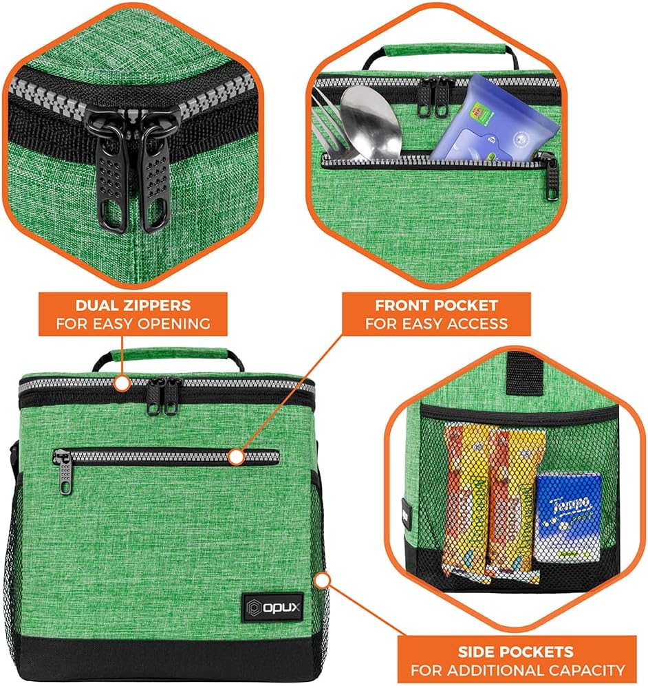 opux Insulated Lunch Box Men Women, Lunch Bag for Work School, Leakproof Soft Cooler Tote Adult, Large Lunch Pail Kids Boys Girls, Picnic Beach Food Bag with Shoulder Strap, Purple Floral
