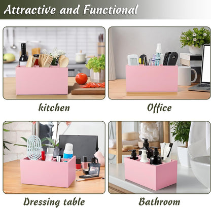 DRASTAR Paper Plate Dispenser, Acacia Utensil Caddy Organizer, Large Silverware Holder for Party, Paper Plate Organizer, Kitchen Utensil Caddy for Party Picnic Camping