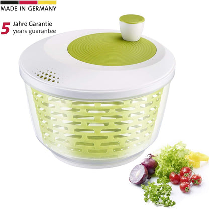 Westmark Salad Spinner, Capacity: 4.4 litres, ø 23.5 cm, Plastic, BPA-Free, Spinderella, Colour: Transparent/White/Green, 243022E1