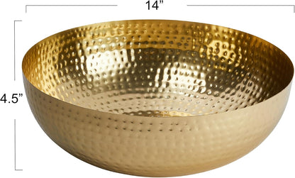 Creative Co-Op Round Hammered Metal Serving and Mixing Bowl, Gold Finish