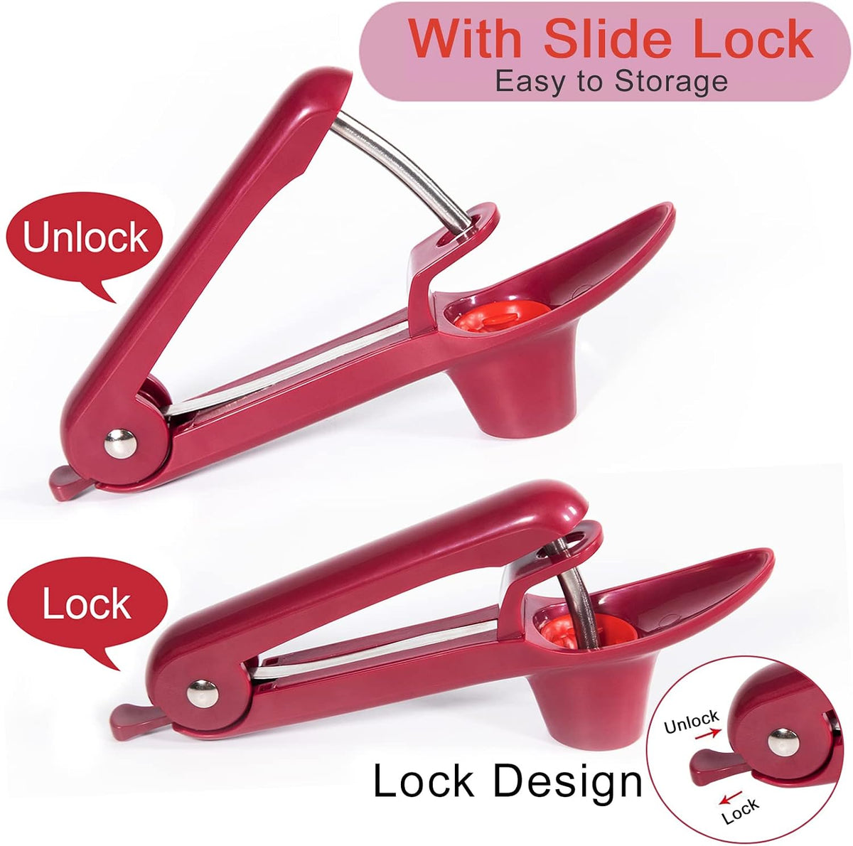 Cherry Pitter Tool,Cherry Pitter Cherry Stone Remover Tool for Making Cherry Jam Cherries Corer Pitter Tool，Cherry Pitter Olive Pitter with Space-Saving Lock Design, Black