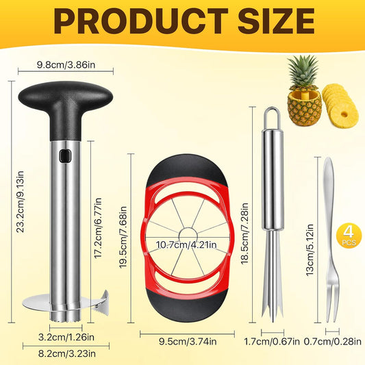 Pineapple Corer & Slicer Set of 7 Pcs with Eye Peeler Remover Tool, 4 Forks