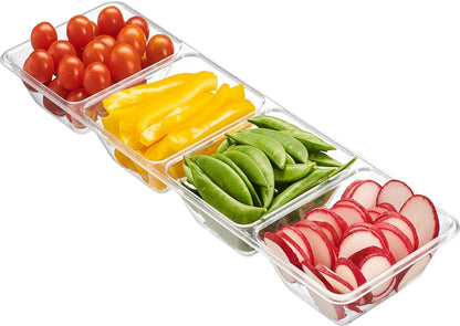 Plasticpro 4 Sectional Rectangle Plastic Serving Tray/Platter (2, Black)