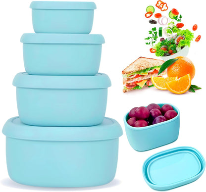 Anatole Silicone Food Storage Lunch Bento Box Set of 3 Reusable Nesting Containers with Lids BPA Free Dishwasher Microwave Oven Freezer Safe Leakproof (6.7oz, 10oz, 20oz)