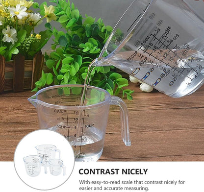 HEMOTON 3 Piece Plastic Measuring Cup Set, Clear, Strong Food Grade, Liquid Heavy Glass Wine Glass for Kitchen Cooking Baking (Transparent, 5oz/10oz/20oz)