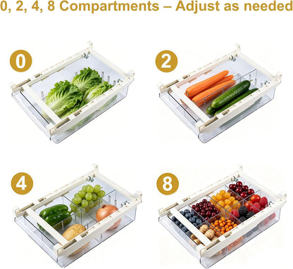 Refrigerator Organizers Storage Fridge Drawer - Pull Out Clear Storage Containers with Handle for Fruit,Deli,Cheese,Seafood,Plastic Organizer Bins Fit for Medium Refrigerator Shelf,Simple Use(2 Pack)