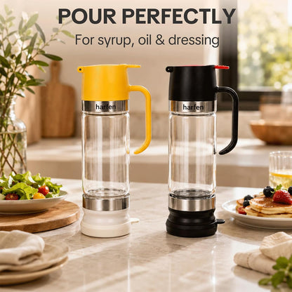 No Drip Glass Honey Dispenser - 9oz Leak Proof Syrup Container with Trigger