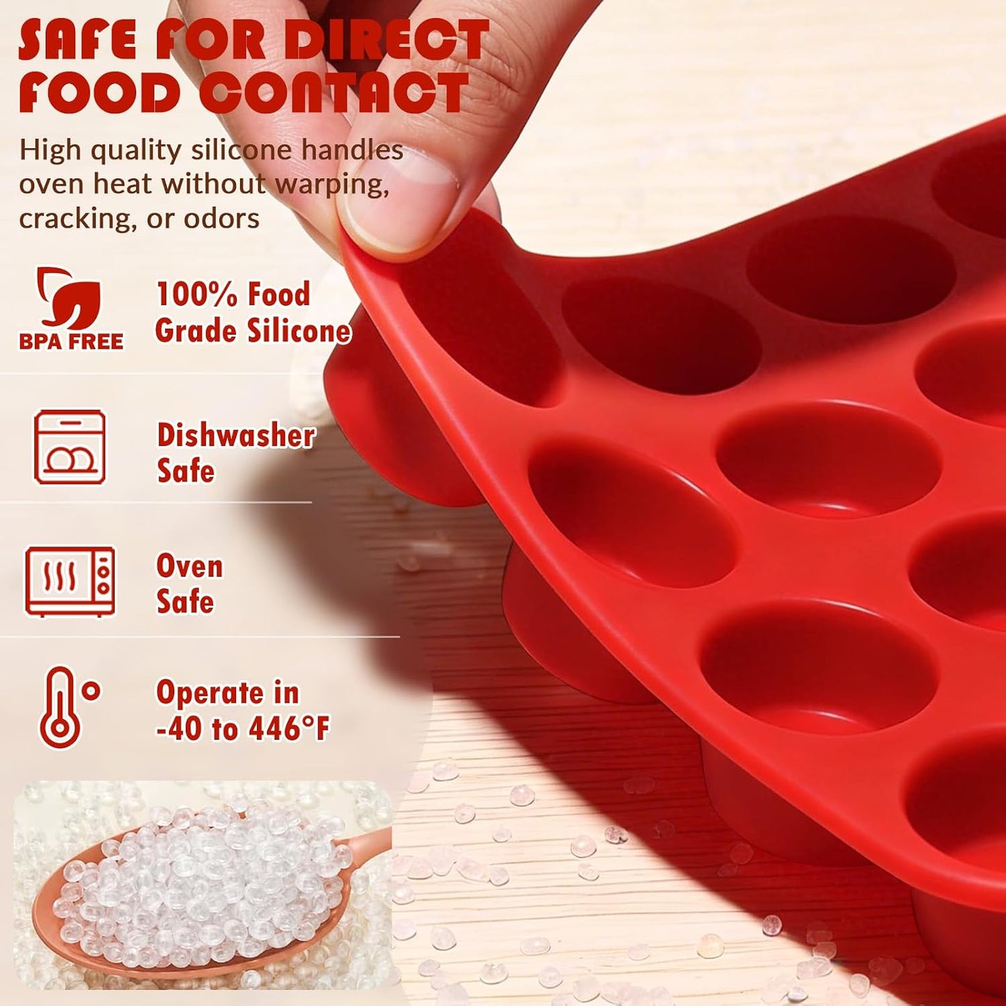 HKNMTT Silicone Muffin Pan for Baking, Cupcake Egg bites Brownie Mold 12 Cup Regular Size, Oven Safe BPA Free kitchen Appliances