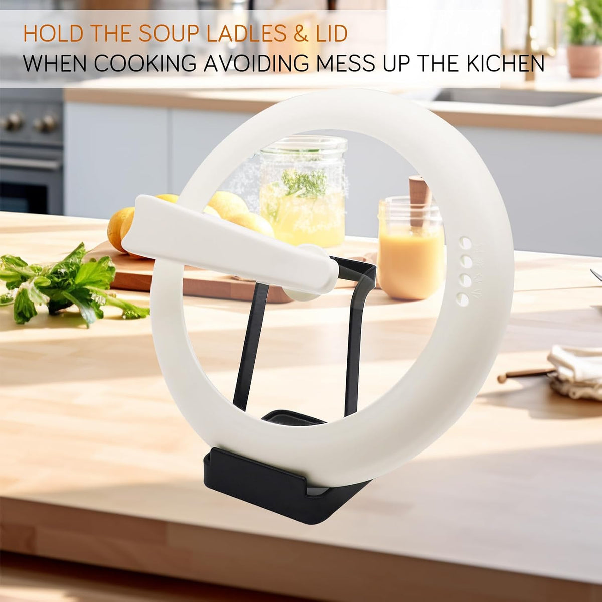 vocheer Pot Lid Holder, Stainless Steel Kitchen Organizer Rack Spoon Rest Rack Holder-Lid Stand for Utensils in Kitchen, Black