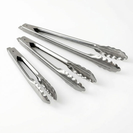 EDLUND 3-Pack Tong Set – Commercial Grade Stainless Steel Tongs (7", 9", 12"), Heavy Duty Grip, Locking Mechanism, Made in USA