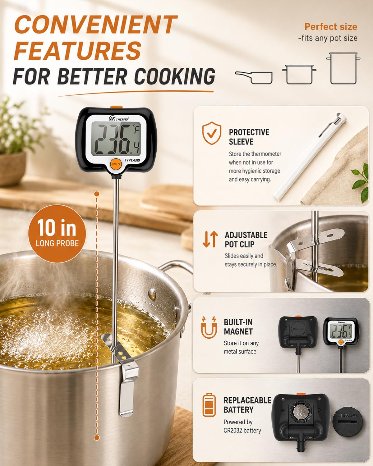Oven Thermometer 2.75-Inch Dual Scale, 50-300°C/100-600°F, NSF 2‑Pack