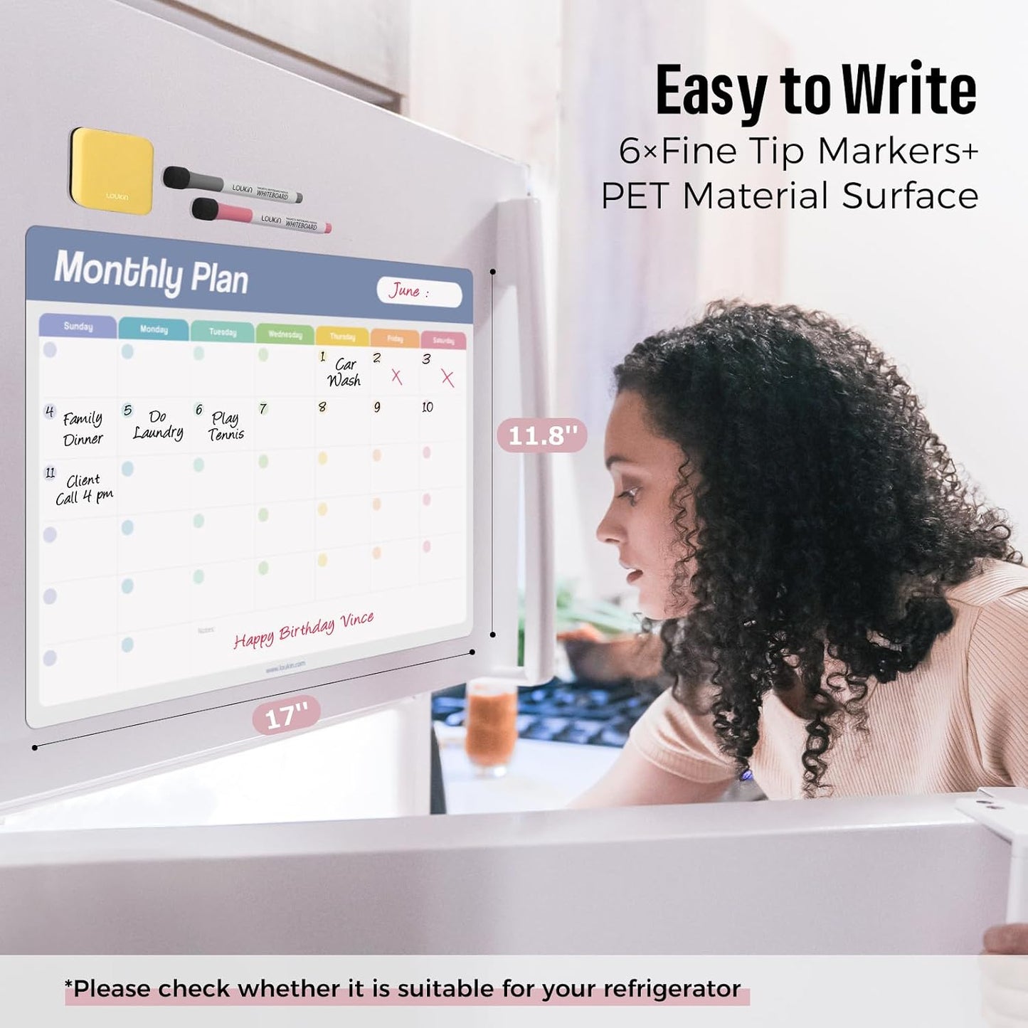 loukin Dry Erase Checklists 4 Pack, Electrostatic Clings to Any Shiny Surface, 7.9"×5.9" Whiteboard Shopping List, Reusable to do List for Office, Classroom, Refrigerator, 6 Markers&1 Eraser Included