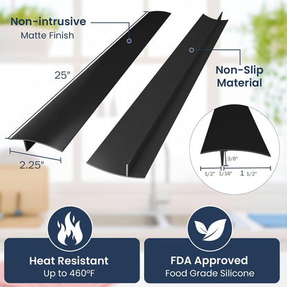 2PCS Kitchen Stove Counter Gap Covers Stainless Steel (13.8"-27.5" Silver)