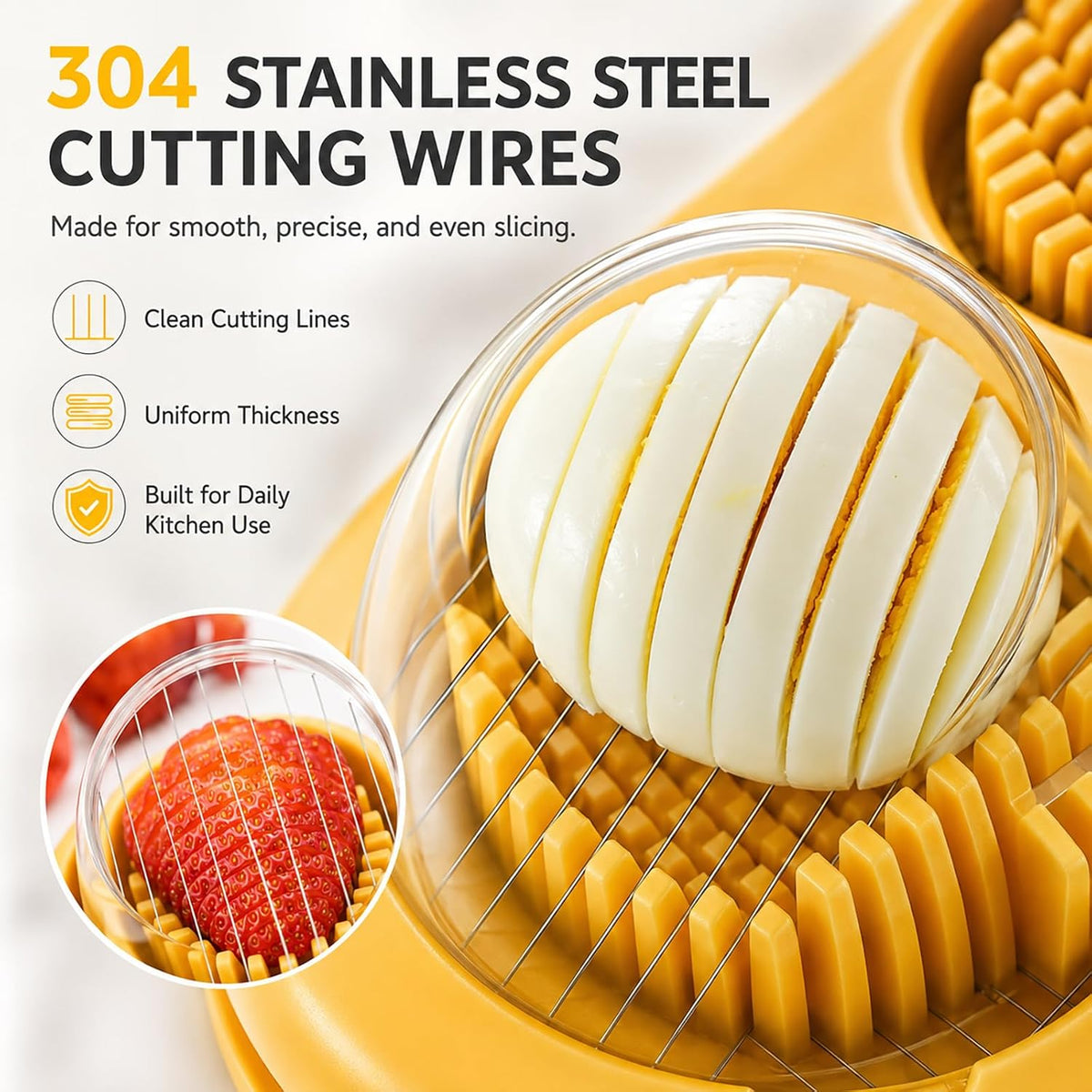 Egg Slicer for Hard Boiled Cherry Tomato Strawberry Salad Cutter Hard Grape Stainless Steel Kitchen Gadget Chopper Dicer Fruit Spam Cup Tool Quail Tomatoes Mushroom Accessories