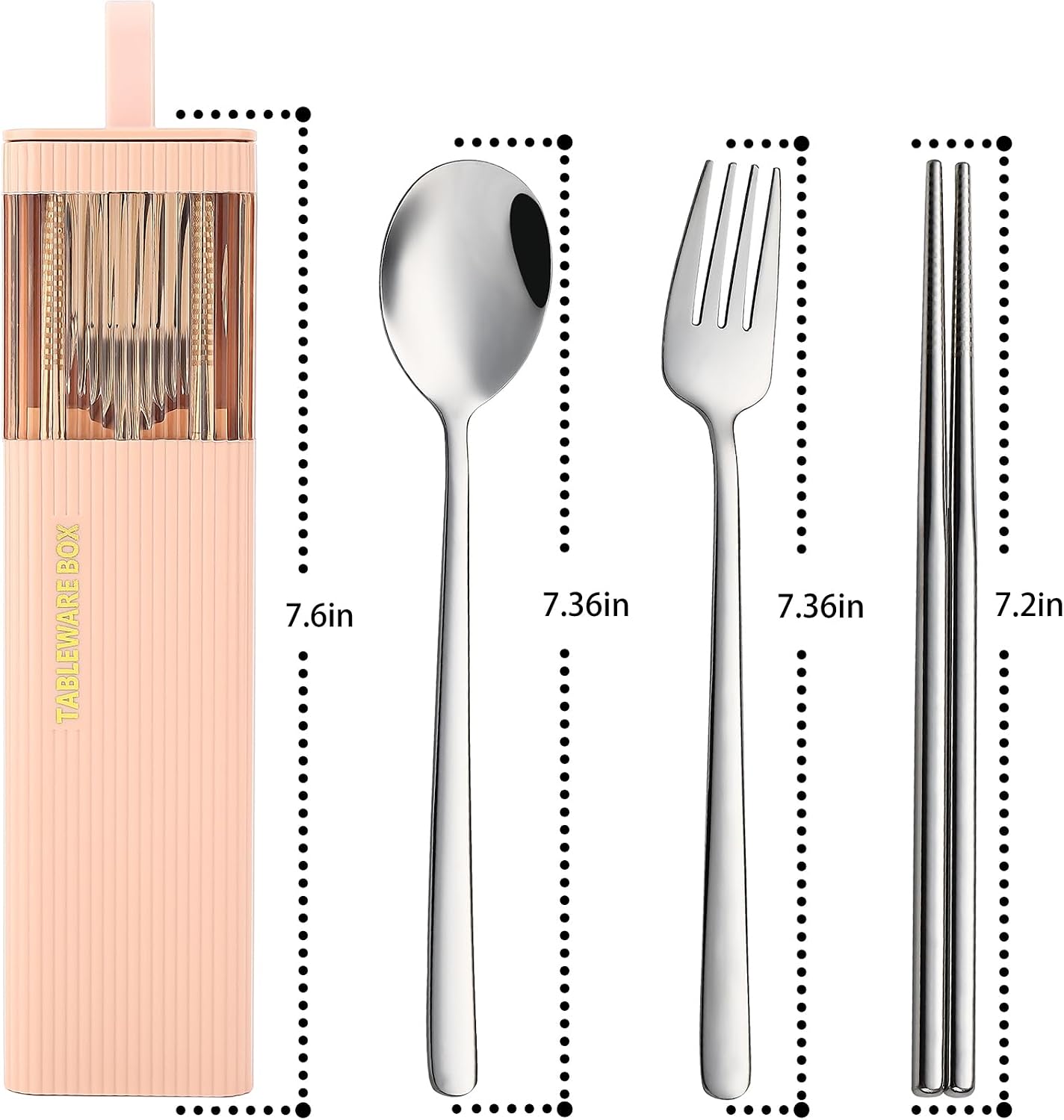 DEVICO Travel Utensils with Case, 18/8 Stainless Steel Reusable Silverware Set for Lunch Box, Portable Cutlery Set, Fork and Spoon Set for Camping, Lunch, Picnic, Workplace, School (Green)