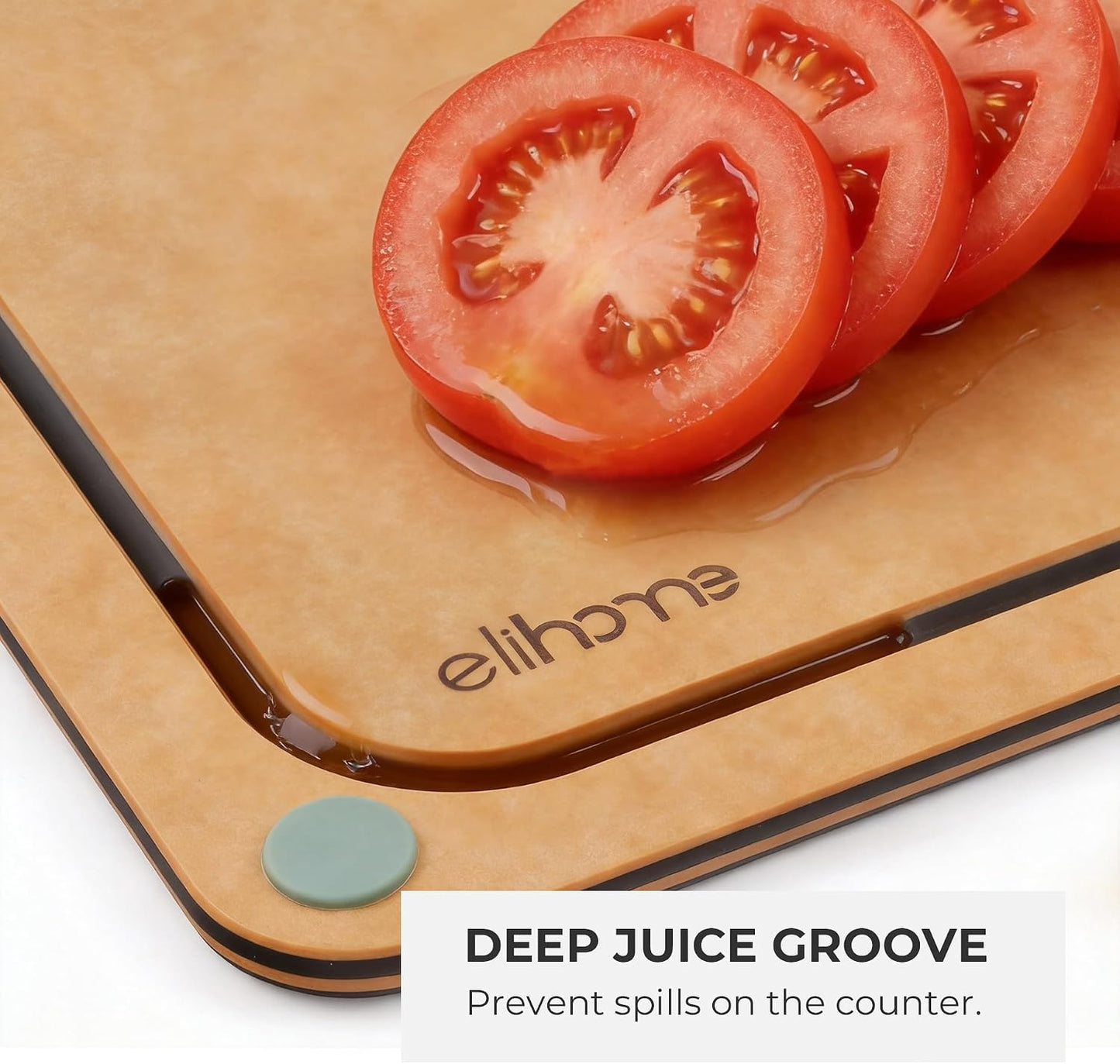 Elihome X Peanuts Kitchen Cutting Board Set, Non Slip Feet, Double Sided Color Coded with Food Icon, Natural Wood Fiber, Dishwasher Safe, Eco-Friendly, Juice Grooves,Non Porous, BPA Free, 2 Pack