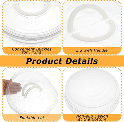 2 Pcs Clear Pie Containers With Lids and Handle, Round Plastic Pie Carrier Reusable Leftover Pizza Storage Container Box Double-Layer Food Tray with Cover for Cake Cookies Cheesecake Pastry
