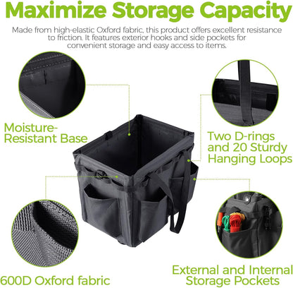 Car Trunk Organizer Multifunctional Storage Toolbox Carry Griddle,Large Grill Utensils Accessory Grilling Tools Basket Carrying Caddy Tool Tote Bag Storage Box Camp Cooking bbq Outdoor(Black)