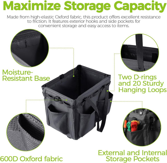 Car Trunk Organizer Multifunctional Storage Toolbox Carry Griddle,Large Grill Utensils Accessory Grilling Tools Basket Carrying Caddy Tool Tote Bag Storage Box Camp Cooking bbq Outdoor(Black)