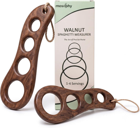 Walnut Spaghetti Measuring Tool, Premium Solid Wood Pasta Measuring Tool for 1-4 Portions, Single-Piece Handcrafted Wooden Spaghetti Pasta Measurer Tool, Elegant Kitchen Gadget Gift