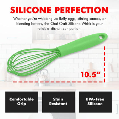 Chef Craft Premium Silicone Wire Cooking Whisk, 10.5 Inch, Red