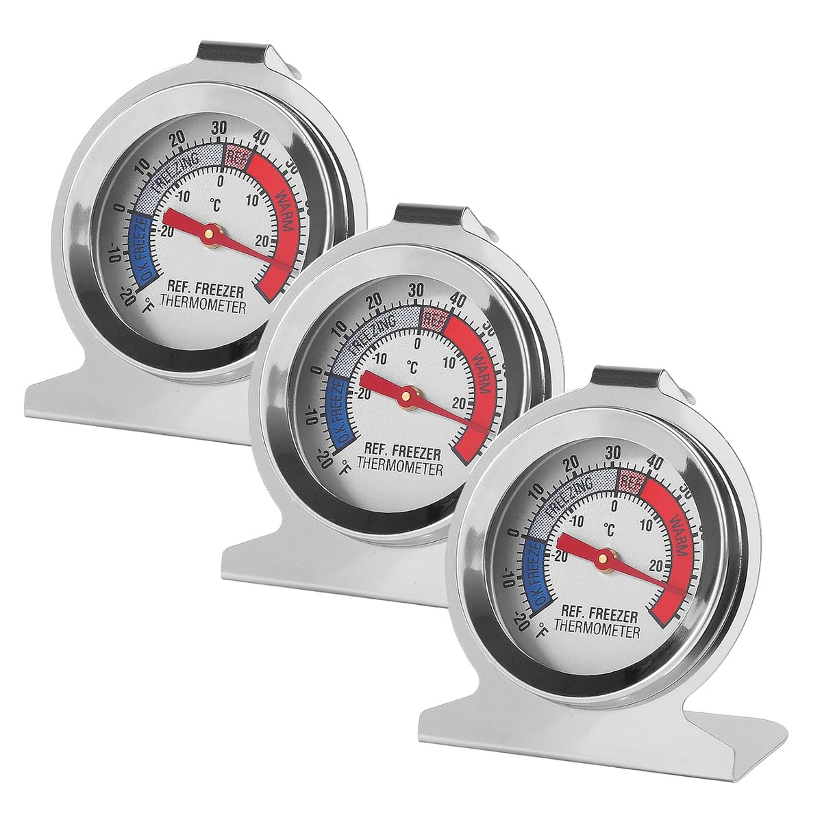 Refrigerator Thermometer -30~30°C/ 20~80°F Fridge Analog Freezer Thermometer Stainless Steel Large Dial Temperature Gauge for Home, Kitchen, Restaurants Refrigerator