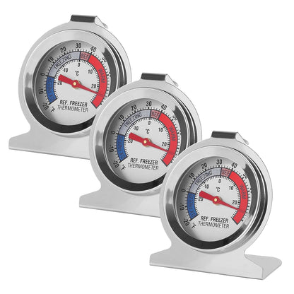 Refrigerator Thermometer -30~30°C/ 20~80°F Fridge Analog Freezer Thermometer Stainless Steel Large Dial Temperature Gauge for Home, Kitchen, Restaurants Refrigerator