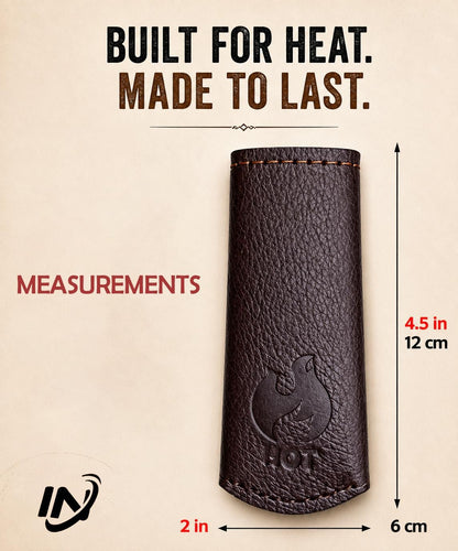 I.N Premium Leather Cast Iron Skillet Handle Cover (Standard 4.5) Thick Leather Heat Resistant Pan Handle Sleeve Holder for Cast Iron Handle Cover & Pans (Handmade)