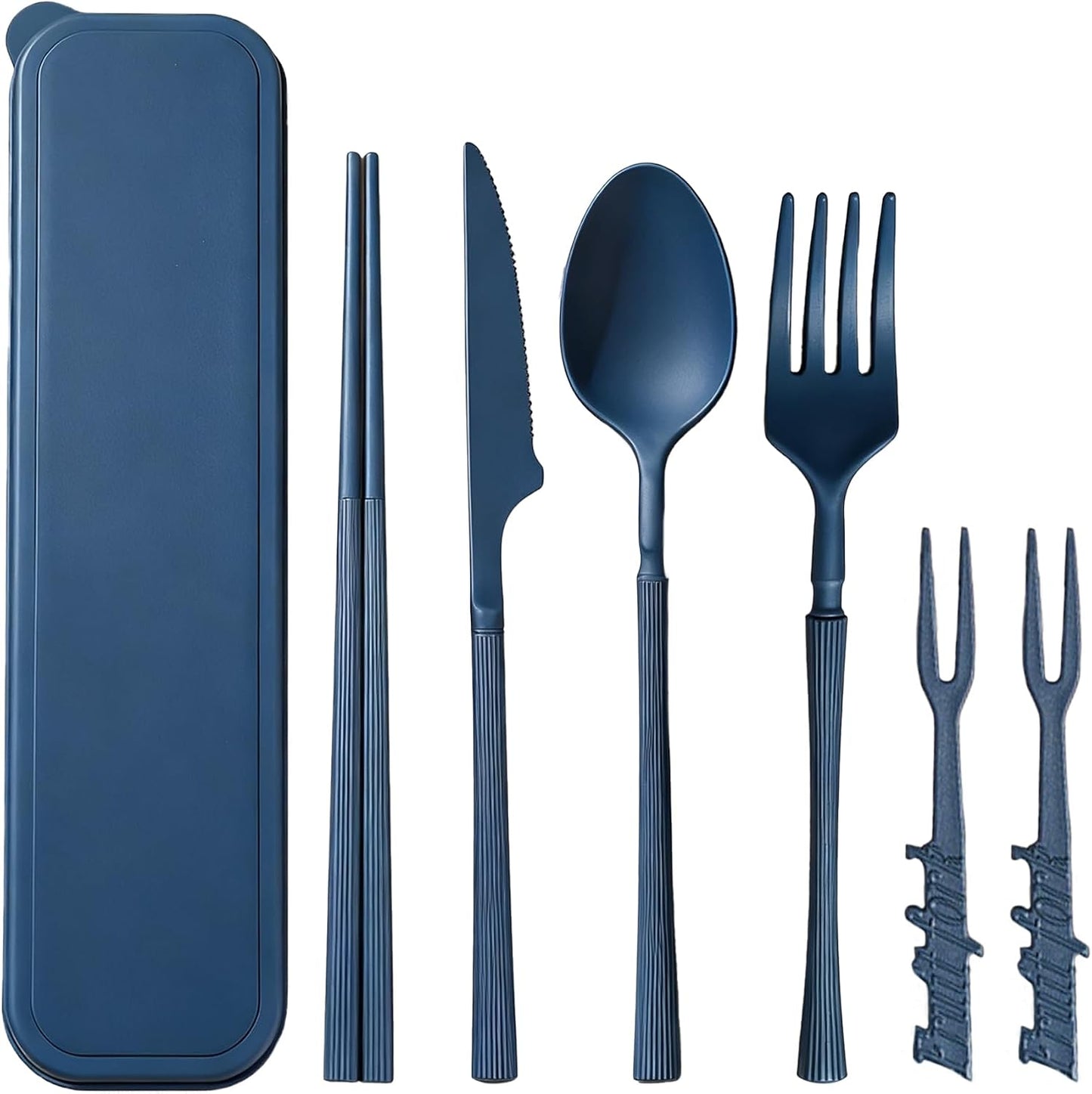 Reusable Travel Utensils Set with Case, Wheat Straw Portable Plastic Fork Spoon Knife Chopsticks Camping Cutlery, Eco-Friendly BPA Free Tableware Picnic Flatware for Kids Adults or Daily Use (Pink)