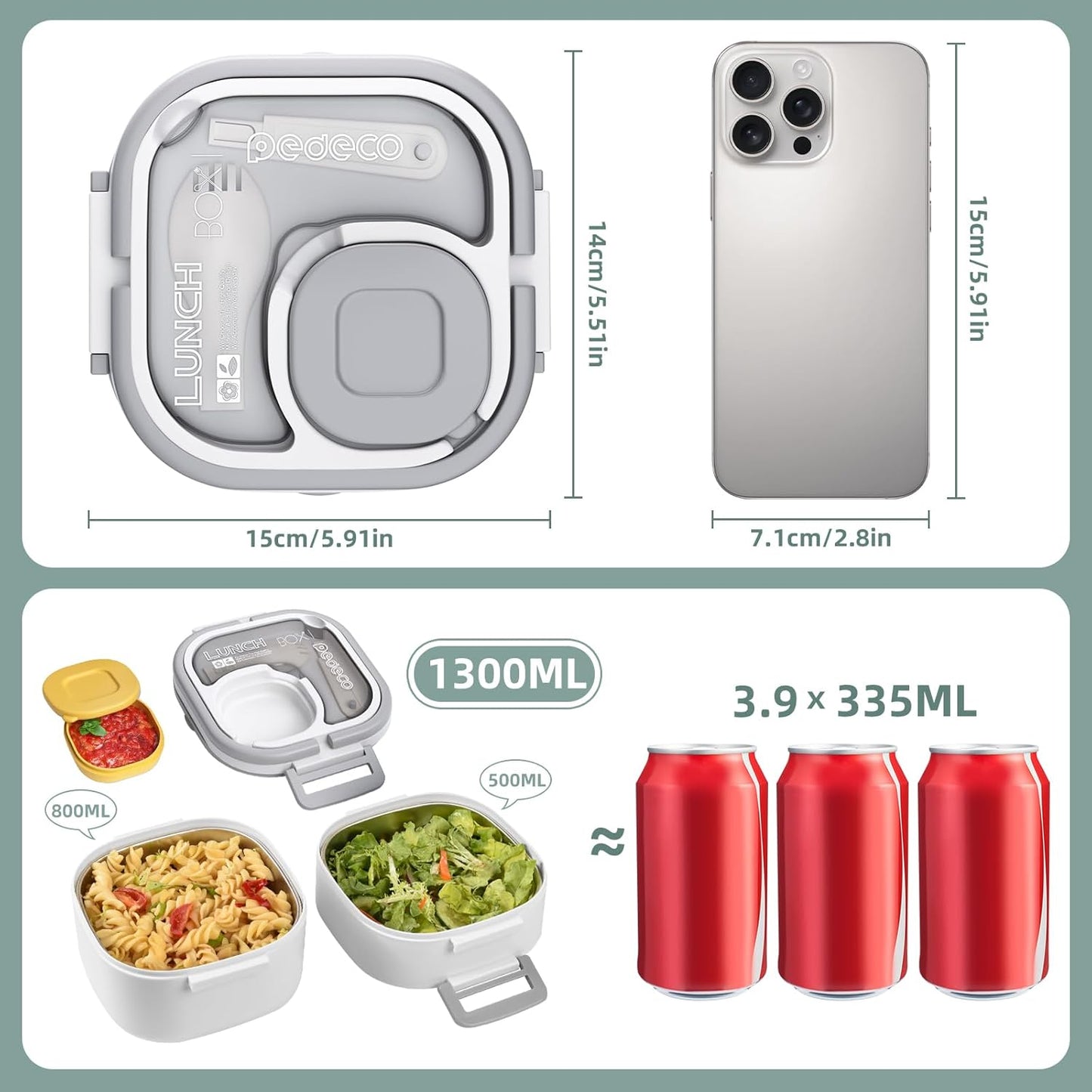 PEDECO Stackable Stainless Steel Bento Box with Insulated bag,Adult & Kids Luch Box,Leak-Proof,1-Tier Bento box,Lunch Box With Portable Sauce Pod and Cutlery-for Teens/Toddler,Dishwasher Safe,Blue