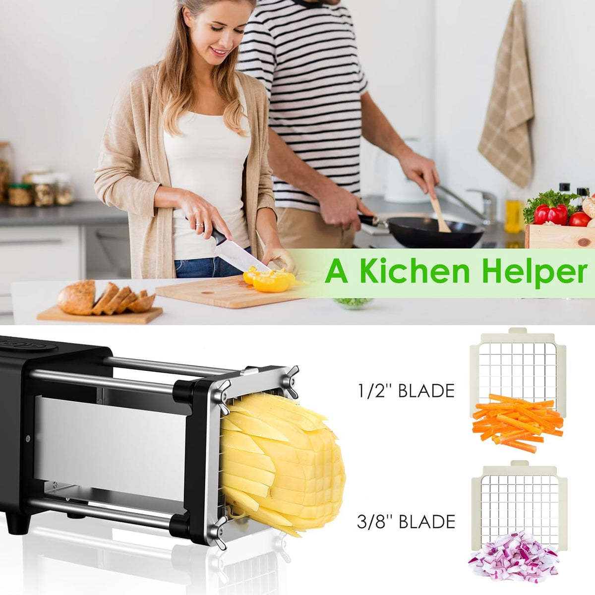 YOTAN Electric French Fry Cutter, French Fry Cutter Stainless Steel
