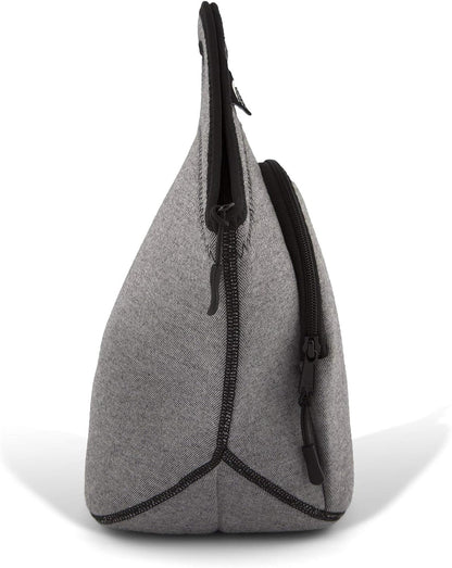 Nordic By Nature Large Neoprene Lunch Bag for Women & Lunch tote for Kids Insulated Lunch bag Reusable Washable Extra Thick Neoprene & Soft Cotton Feel, Premium Stitching, Outside Pocket, (L) Black