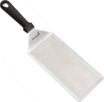 Stainless Steel Metal Griddle 4 x 8 inch Spatula - Spatula Hamburger Turner Scraper - Pancake Flipper - Great for BBQ Grill and Flat Top Griddle - Commercial Grade