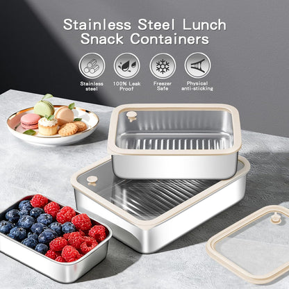 GIUOIDUO stainless steelFood Storage Containers setsstorage box with lidfreezer FrozenKitchen tray with lidOven plateSide dish plate Freezer & Dishwasher Safe