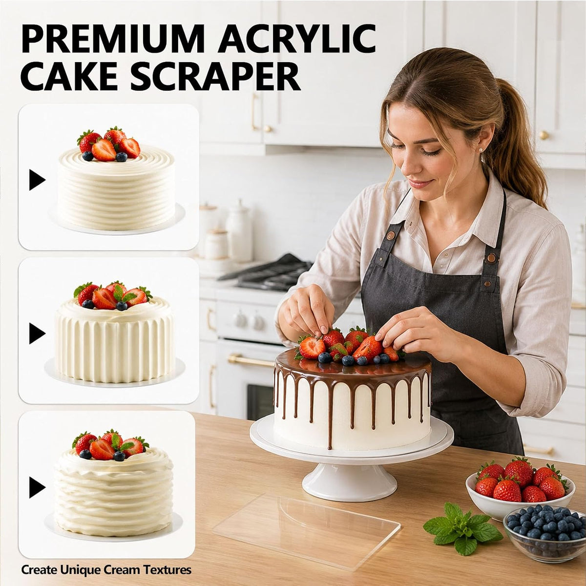 6‑Piece Clear Acrylic Cake Decorating Scraper Set