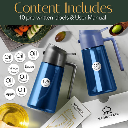 YARRAMATE 16oz/470ml Light-Blocking Dark Oil Sprayer for Cooking (Black)