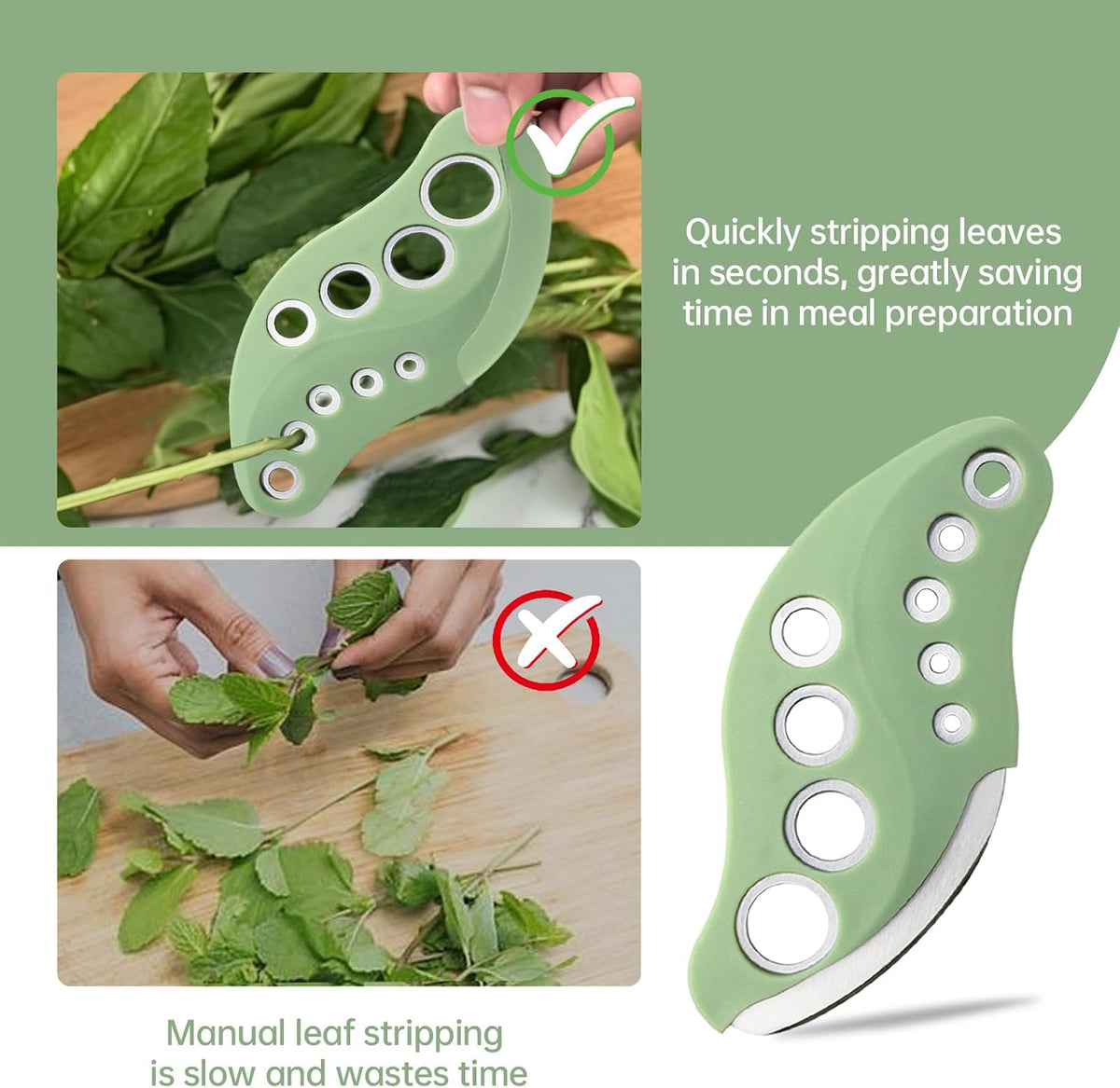 Herb Stripper Tool with Herb Cutter, Kitchen Herbs Leaf Stripping Tool