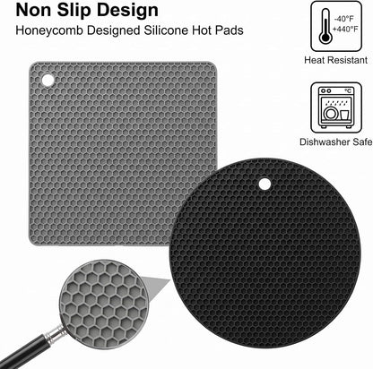 12 Pack Silicone Oven Mitts and Pot Holders Sets Non Slip Mini Oven Gloves Heat Resistant Extra Long Trivet Pads Cooking Gloves with Soft Cotton Lining for Kitchen Counter Table Placemats