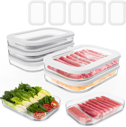 Cecnamt Stackable Deli Meat Container with Drainage Groove and Silicone Lid, Clear Refrigerator Storage Containers for Lunch Meats, Cold Cuts, Bacon, Cheese, BPA Free - 3 Layer
