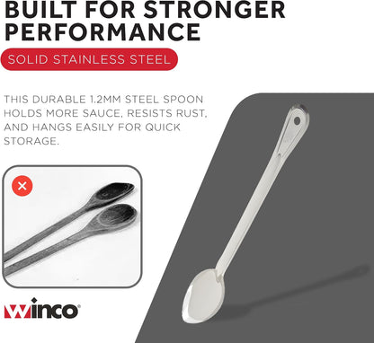 Winco 11" Stainless Steel Basting Solid Spoon