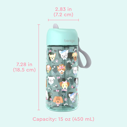 Bentgo Kids Water Bottle - Leak-Proof, Durable Tritan PFAS- & BPA-Free 15 fl oz, Kids/Toddlers Ages 3+ for School & Sports; Bite & Sip Spout, Carrying Handle, Dishwasher Safe (Unicorn)