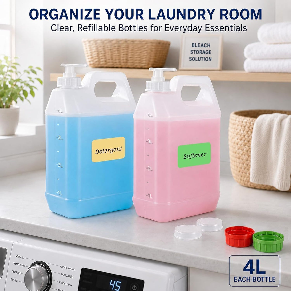 2 Pack 1 Gallon Graduated Jugs with Pumps and Measuring Caps