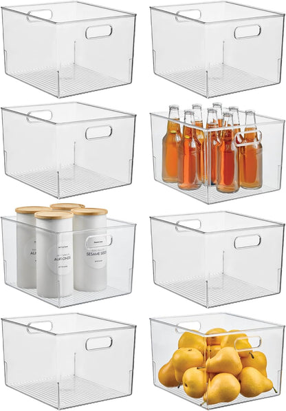 iDesign Storage Bin with Handles, 12" x 10" x 8", Clear | For Kitchen, Pantry, Cabinet, Nursery, Crafts